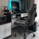 N-GEN Video Gaming Computer Chair Ergonomic Office Chair Desk Chair with Lumbar Support Flip Up Arms Adjustable Height Swivel PU Leather Executive with Wheels for Adults Women Men (Grey) NEO CHAIR