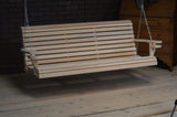 Generic 5FT Cypress Roll Porch Swing Made in USA with Hanging Hardware, Unfinished Natural Wood Tone Generic
