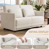 Korser 56.3" W x 74.8" L Full Size Pull Out Sofa Couch, Small Fold Floor Sofa Bed with Side Pockets, Loveseat Sleeper with Breathable & Washable Cover, Futon Couch for Living Room or Bedroom, White Korser