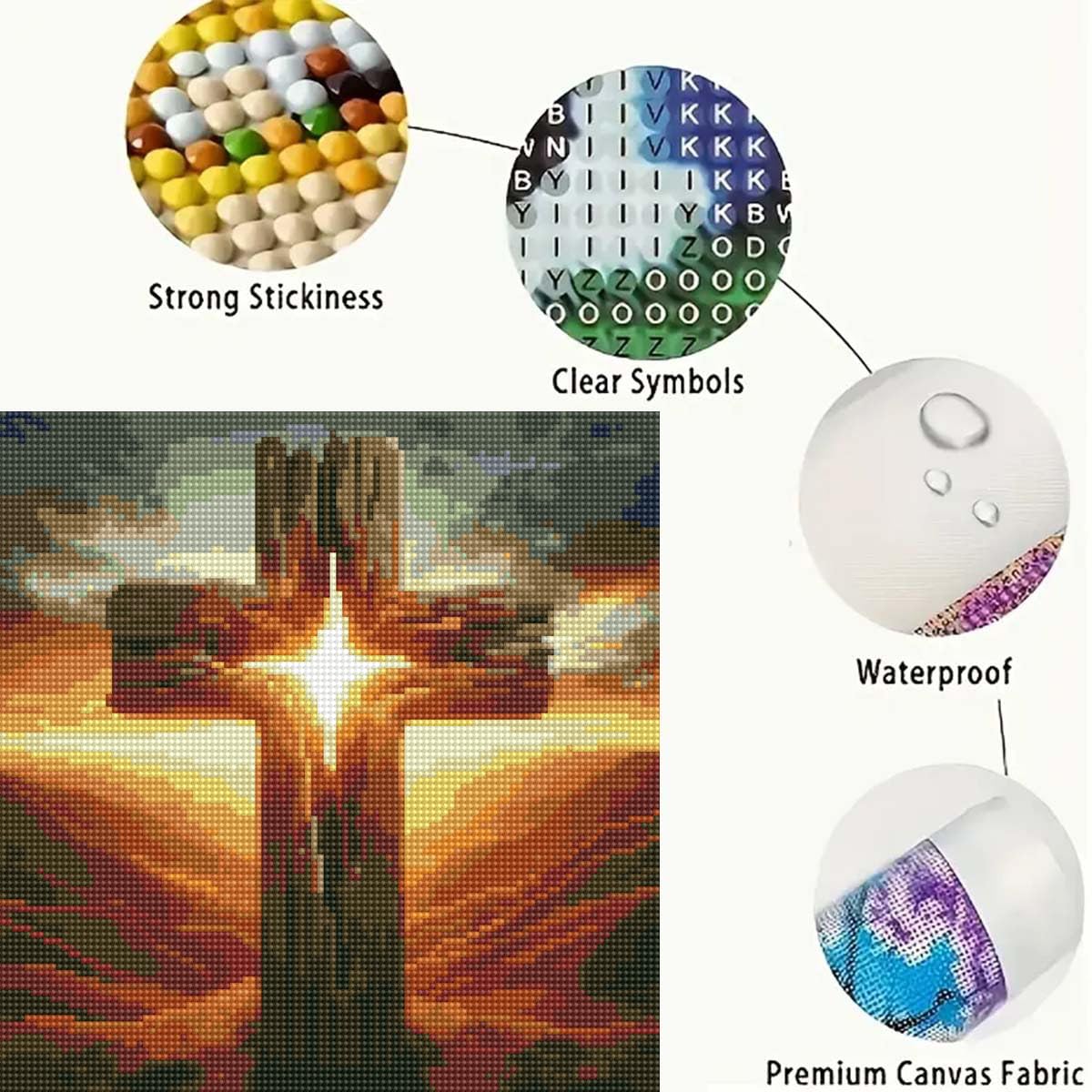 Sunset Cross Diamond Art Kits for Adults,5D Diamond Painting Kit for Christianity,DIY Full Round Drill Gem Arts Religious Diamond Paint by Diamond Dots Wall Art Decor 13.8x13.8 Inch GEMFAMILY