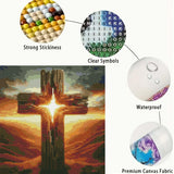 Sunset Cross Diamond Art Kits for Adults,5D Diamond Painting Kit for Christianity,DIY Full Round Drill Gem Arts Religious Diamond Paint by Diamond Dots Wall Art Decor 13.8x13.8 Inch GEMFAMILY