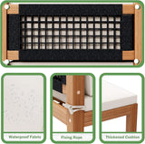 Devoko 5 Pieces Acacia Wood Outdoor Sectional Sofa Set with Coffee Table, Outdoor L-Shaped Couch with All-Weather Cushion for Patio Devoko