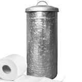 Autumn Alley Farmhouse Galvanized Metal Free Standing Toilet Paper Holder Organizer Stand Canister with Lid – Fits 3 Mega Rolls, Rustic Enclosed Toilet Storage Stand Autumn Alley