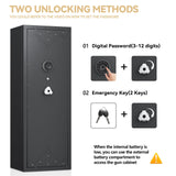 KAER 12-15 Rifle Gun Safe, Home Safes for Rifles and Pistols, Large Unassembled Rifle Safe with 3 Removable Gun Racks, Digital Gun Cabinet with 4 Pistol Pockets KAER