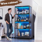 XCXVVB Display Cabinet,Display Case with Glass Doors,4-Tier Curio Cabinet with 5 Color LED Hights,Heavy Duty Free-Standing Bookcase for Exhibition Hall,Living Room XCXVVB