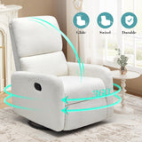 Jocisland Swivel Glider Rocking Recliner Chair for Adults, Nursery Rocker Reclining, Comfy Upholstered Single Sofa Armchair for Living Room Bedroom Nursing,Teddy White Jocisland