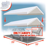 BenefitUSA 10x20' Waterproof Upgraded Carport Replacement Canopy Only Garage Top Cover Tent Shelter Tarp with Ball Bungee Cords,Frame is not Included BenefitUSA