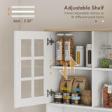 HOMCOM Kitchen Pantry Cabinet, 72" Freestanding Storage Cabinet with Hutch, Large Countertop, Glass Doors and Adjustable Shelves, Microwave Cabinet, Coffee Bar Cabinet for Dining Room, White HOMCOM