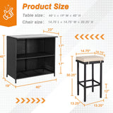 Patiomore 3-Piece Patio Outdoor Bar Set with Two Stools and Glass Top Table Patio Brown Wicker Furniture with Removable Cushions for Backyards, Porches, Gardens or Poolside Patiomore