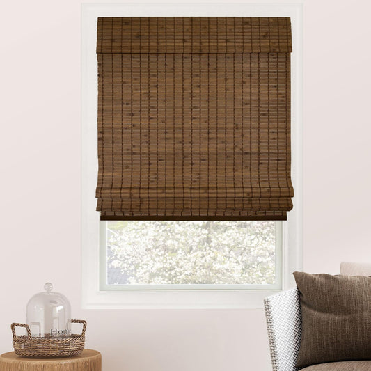 CHICOLOGY Bamboo Roman Shades - Designer Eco-Friendly Light Filtering Window Blinds, Ideal for Home & Patio, Premium Quality, Pinecone, 39" W X 64" H