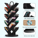 TVU 18-Tier Tree Rotating Bookshelf, 360 Degree Spinning Standing Bookcase for Magazines DVDs Books, Corner Bookcase for Living Room Bedroom Study (Black) TVU