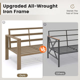 UDPATIO 6 Piece Patio Furniture Set, Faux Wood Metal Outdoor Sectional Sofa with 6" Thick Olefin Cushions, Wide Armrest & Coffee Table, L Shaped Outdoor Furniture for Garden, Backyard Dark Grey UDPATIO