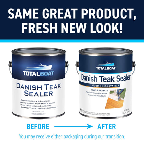 TotalBoat-409329 Danish Teak Sealer - Marine Grade Wood Sealer Oil for Boat Decks, Trim and Indoor & Outdoor Teak Furniture (Quart) TotalBoat