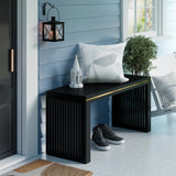 APRTAT Bamboo Dining Bench Indoor Long Bench Entryway Shoe Rack Bench,Outdoor Modern Wood Benches 35 Inch Bamboo Bench for Living Room Hallway Bedroom Bathroom Black Long APRTAT