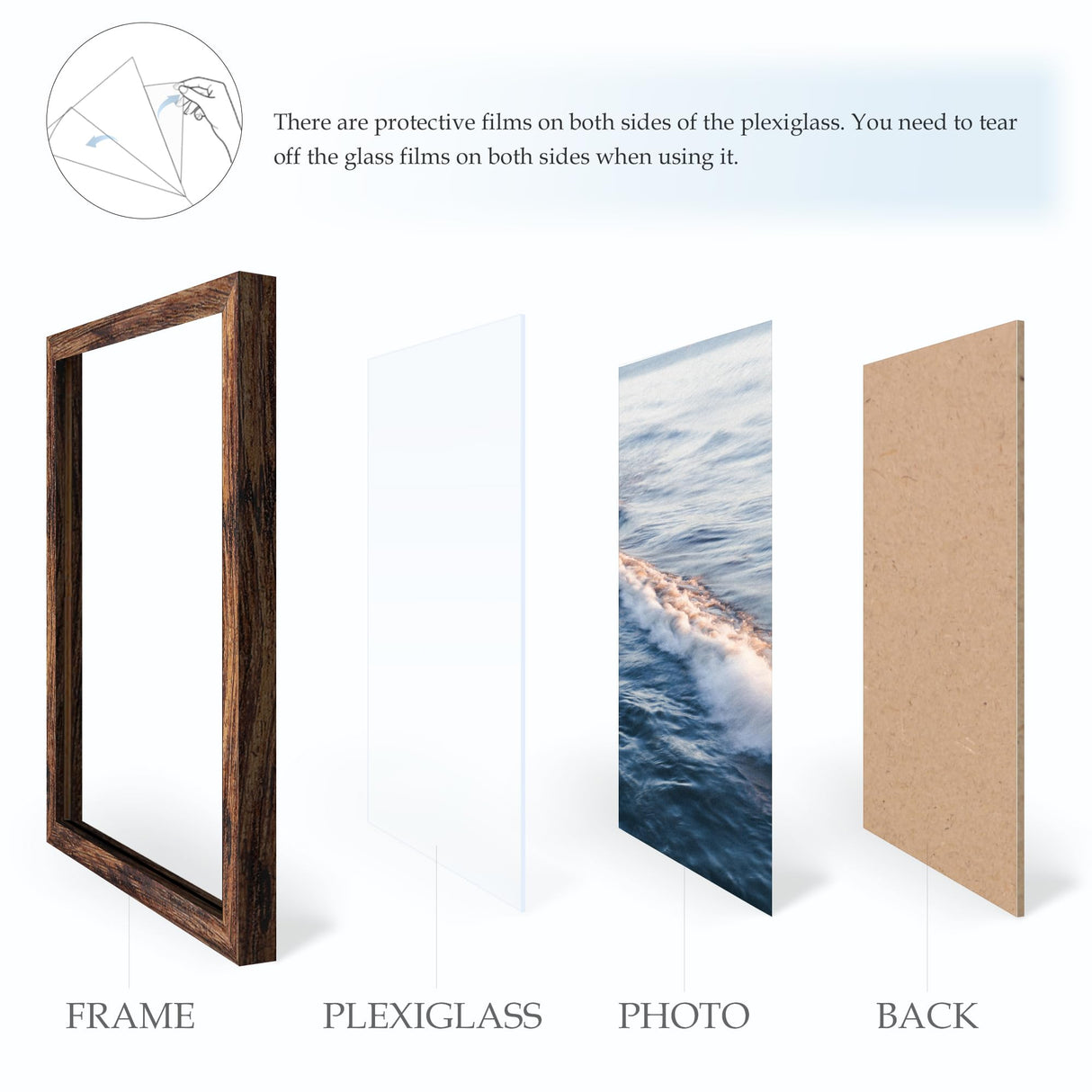 Fisnish 12x16 Picture Frame Brown, Classic Poster Frame for Horizontal or Vertical Wall Mounting, 1 Pack Fisnish