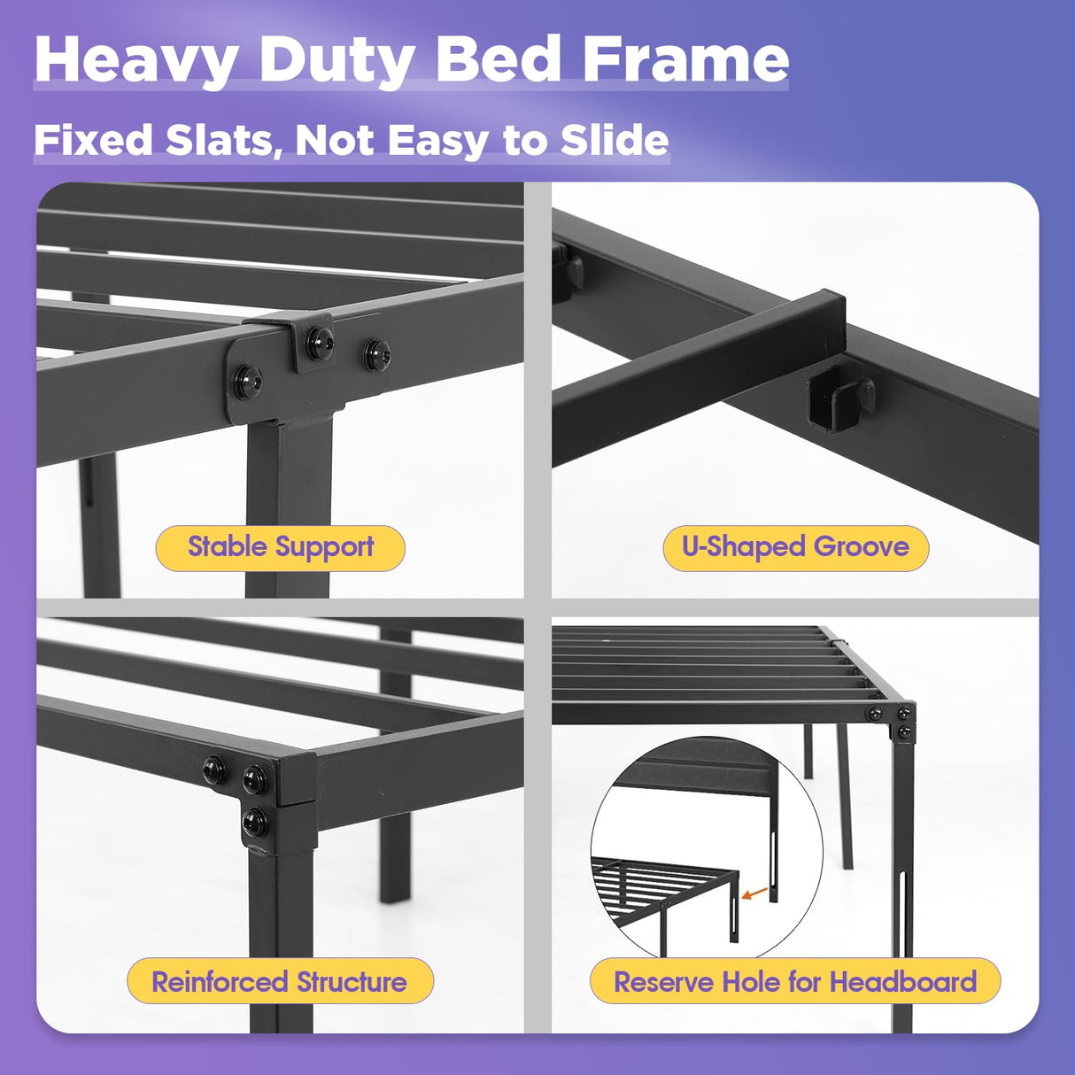 PayLessHere 18 Inch High Metal Platform Bed Frame with Maximum Storage Space Under The Heavy Duty Bed Frame No Box Spring Needed Noise-Free Easy Assembly,Full PayLessHere