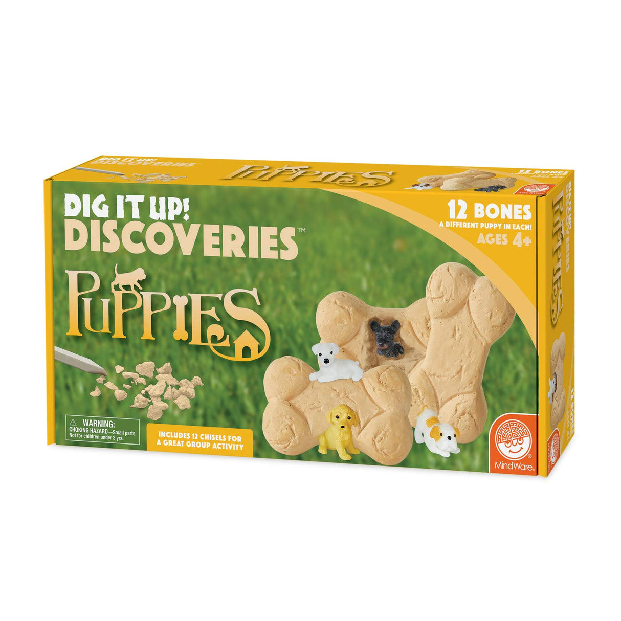 MindWare Dig it Up! Puppies Excavation Kit - Educational Toys for Kids 4 and Up - Dig Kit with 12 Bones, 12 Puppy Figurines, 12 Chisels - Ideal for Group Activities, Events or Classroom Brain Breaks MindWare