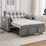 ECHINGLE Futon Sofa Bed, 3 in 1 Sleeper Sofa Couch Bed with Armrests, Storage Pockets and 2 Pillows, Adjustable Backrest, Sofa Bed Couch for Living Room, Bedroom, Office,Reading Room(Grey) ECHINGLE