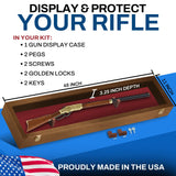 PENNZONI Gun Display Case - Lockable Rifle Display Case - Gun Cabinets for Rifles & Shotguns - Sword Wall Mount, Gun Wall Mount Display Case w/ Acrylic Door | Walnut, Red Felt PENNZONI