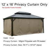 Kozyard Gazebo Privacy Curtain Outdoor Waterproof Sidewall for Hardtop Gazebo, OEM Replacement for Patio Gazebo Curtains for Alexander, Caesar, Rosana and Apollo Model (12ft x 16ft, Brown) Kozyard