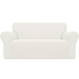 Easy-Going Stretch Oversized Loveseat Slipcover 1-Piece Sofa Cover Furniture Protector Couch Soft with Elastic Bottom for Kids Polyester Spandex Jacquard Fabric Small Checks Cream Easy-Going