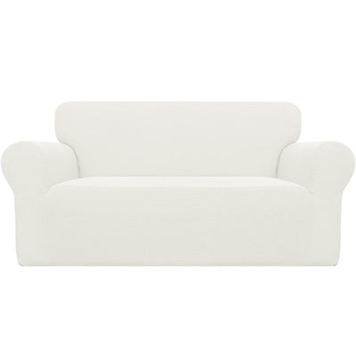 Easy-Going Stretch Oversized Loveseat Slipcover 1-Piece Sofa Cover Furniture Protector Couch Soft with Elastic Bottom for Kids Polyester Spandex Jacquard Fabric Small Checks Cream