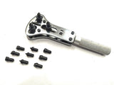 WATCH CASE OPENER- JAXA STYLE BATTERY REPLACEMENT WRENCH BACK-CASE REMOVER WITH 4 SETS OF INTERCHANGEABLE CHUCK PIN AD INTERNATIONAL