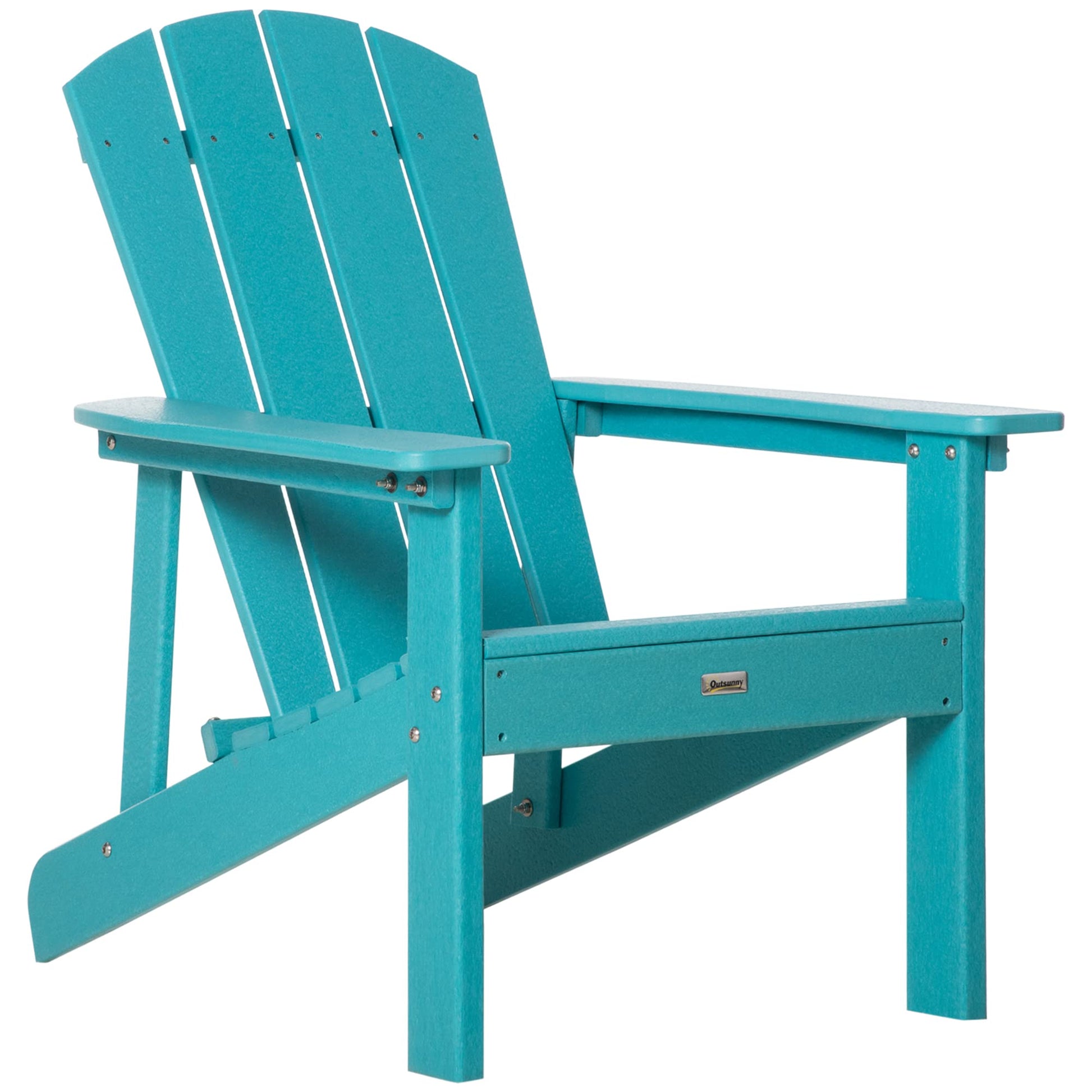 Outsunny Adirondack Chair, HDPE Fire Pit Chair, Weather Resistant Outdoor Chair for Patio, Garden, Backyard, Lawn, Turquoise - WoodArtSupply