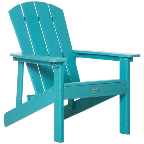 Outsunny Adirondack Chair, HDPE Fire Pit Chair, Weather Resistant Outdoor Chair for Patio, Garden, Backyard, Lawn, Turquoise Outsunny
