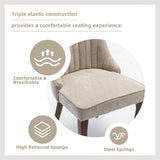 MZDOO Dining Chairs Set of 6，Linen Channel Tufted Kitchen Dining Room Chair with Curved Solid Wood Legs, Comfortable Fabric Upholstered Dining Chair for Dining Room, (Beige, 6pc) MZDOO