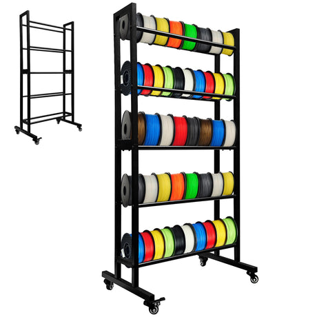 koretech Filament Storage, 3D Printer Filament Storage Rack, Rolling Filament Spool Holders Racks with Wheels, Heavy Duty Metal 5 Tier Shelf for PLA/ABS/TPU/Nylon, Filaments Organzied for 3D Printing koretech