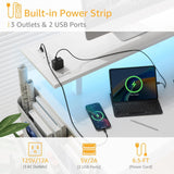 White Computer Desk with Shelves and Drawers - 47 Inch Home Office Desk with Drawers and Shelves, Small White Desk with Shelves, Computer Desk with Monitor Stand, RGB Gaming Desk with Power Outlet DLisiting