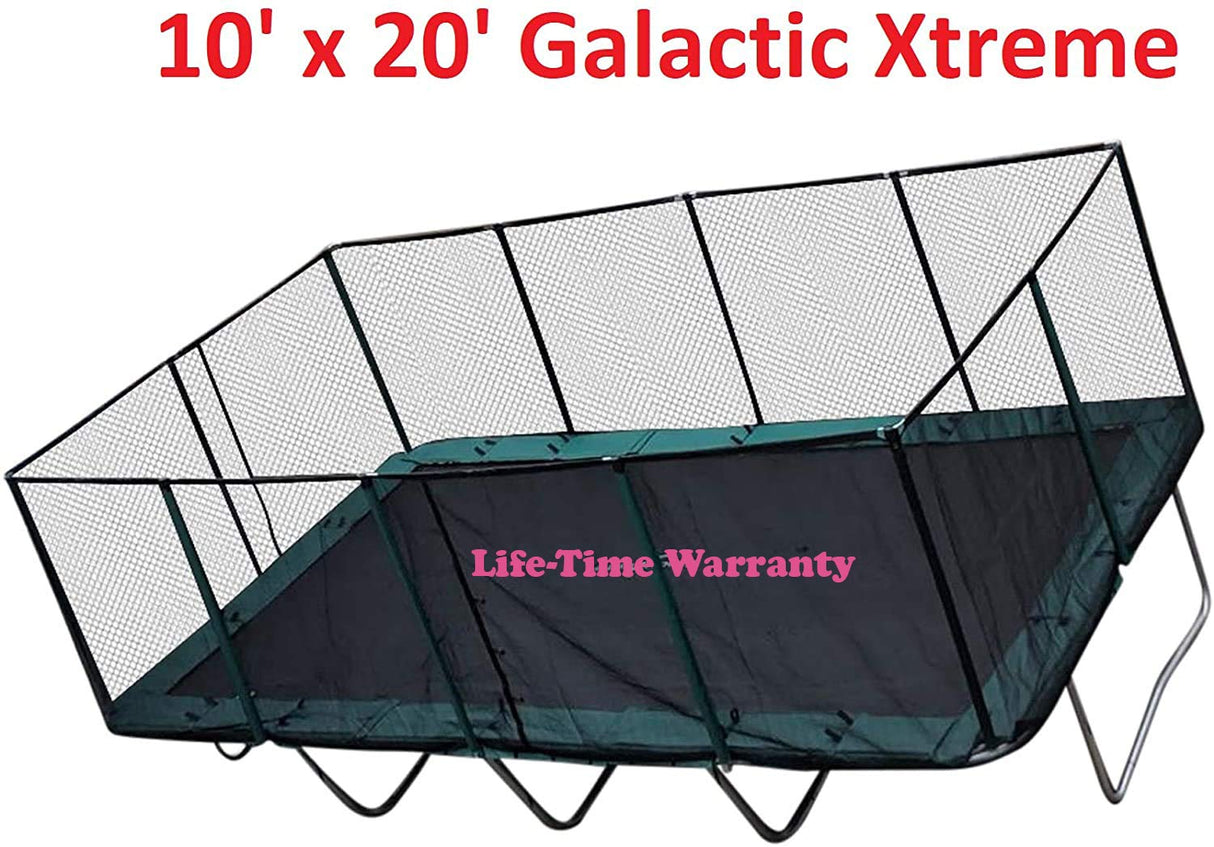 Happy Trampoline Pro Rectangle Trampoline 10x20 with Net Enclosure for Backyard Heavy Duty 750lbs Jumping Capacity - Commercial Grade Outdoor Galactic Xtreme
