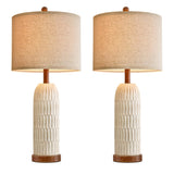 OYEARS 26.5" Table Lamp Set of 2 for Bedroom Living Room with USB A+C Charging Ports Modern Farmhouse Bedside End Lamps Rustic Nightstand Lamps,Brown OYEARS