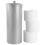 InterDesign Kent Plastic Toilet Paper Tissue Roll Reserve Canister, Free-Standing Organizer for Master, Guest, Kid's, Office Bathroom or Closet, 6.5" x 6.5" x 15.5", Silver InterDesign