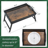 2 Pack Bed Tray Table Breakfast Trays Serving Tray Bamboo Bed Laptap Floding Legs with Handles and Phone Holders JMLHMXC