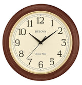 Bulova Atomic Time 2 Analog Wall Clock C5004 | 12.4" Wooden Frame, Sets Time Automatically | Quartz Movement | Battery Operated | Classic Design Bulova