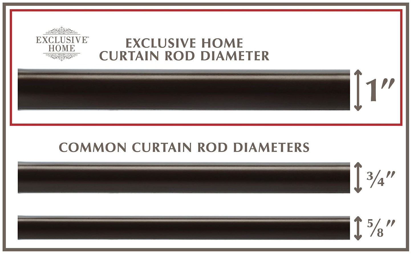 Exclusive Home Curtains - ER1006-02 3672 Rope Knot 1" Curtain Rod and Finial Set, 36"-72", Matte Bronze