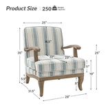 HULALA HOME Upholstered Accent Chair, Mid-Century Modern Striped Chair with Graceful Curves and Wooden Legs, Comfy Lounge Armchair Striped Accent Chairs for Living Room, Bedroom (Blue) HULALA HOME