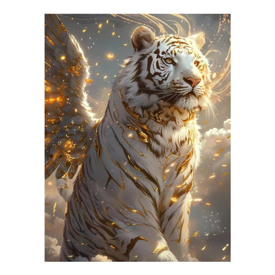 Fabioyar Diamond Art Kits for Adults - Frameless Golden White Tiger 5d Diamond Painting Kits for Adults Beginners for Home Wall Decor 12 X 16 Inch