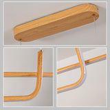 Sedelan LED Linear Wood Chandelier, Modern Pendant Light Fixture, Dimmable Minimal Linear Kitchen Chandeliers for Island Dinning Room Living Room Office Bar, Aluminum Woodgrain Print Sedelan