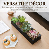 MyGift Artificial Assorted Succulent Arrangement in Rectangular Black Wood Planter Box, Fake Plant Decor MyGift