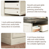 CARPETNAL 20" Farmhouse Nightstand, End Table with 2 Large Drawers & Open Storage, Side Table, Bedside Cabinet for Bedroom, Living Room, White CARPETNAL