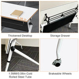 Conference Room Table,Foldable Meeting Tables Mobile Training Table,Flip Top Training Seminar Table,Modern Conference Room Table for Office Conference Room, 55 x 23.6X 29.5 inch (6 Pack) Lenyedr