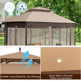 Tangkula 10 x 12 Ft Patio Gazebo, Heavy Duty Octagonal Gazebo Canopy w/Netting Sidewalls & Sturdy Steel Frame, Double Roof Vented Gazebo Canopy Tangkula