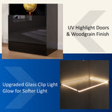 AMERLIFE Modern 71in Tall LED Bookcase Storage Cabinet with Glass Doors - Set of 2 AMERLIFE