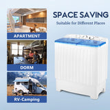 BANGSON Portable Washing Machine, Mini Twin Tub Washer and Dryer Combo with 17.6 lbs Large Capacity, Portable Washer for Apartment, Dorm, RV, Camping, Home, 25.6x14.2x28.8 inches, White & Blue BANGSON
