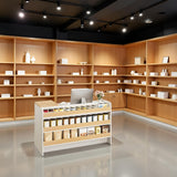 Modern Reception Desk Counter, Retail Counter Reception Desk with Lockable Drawers, Retail Checkout Counter with Open Shelves ZGGJZKV