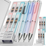 Nicpro 3PCS Pastel Mechanical Pencil Set with Case, 0.7 mm Pencils with 6 Tube HB Lead Refill, 3PCS Eraser, 9PCS Eraser Refill for School Supplies Student Writing, Drafting Drawing Sketching Nicpro