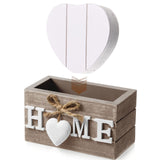 Wooden Heart Coasters for Drinks Set of 6 Funny Farmhouse Coasters with Holder for Coffee Table Protection Housewarming Gifts for New Home Decoration, 4 Inch(Home,Brown) Patelai